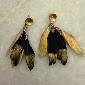 Gold dipped feather earrings